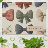 Monogramm Personalisiertes Retro-Vintages Muster Geschirrtuch (Gefaltet)