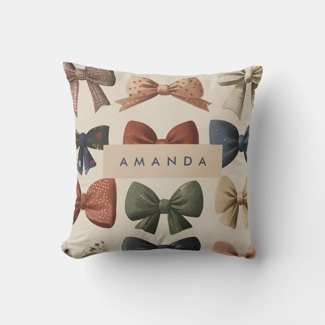 Monogramm Personalisiertes Retro-Vintages Muster Kissen (Vorderseite)