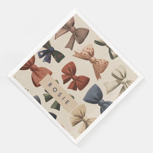 Monogramm Personalisiertes Retro-Vintages Muster Serviette (Ecke)