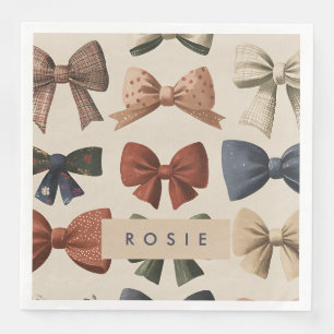 Monogramm Personalisiertes Retro-Vintages Muster Serviette