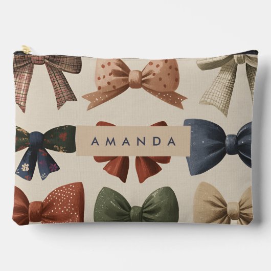 Monogramm Personalisiertes Retro-Vintages Muster Zubehörtasche (Vorderseite)