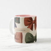 Monogramm Personalisiertes Retro-Vintages Muster Zweifarbige Tasse (Vorderseite Links)