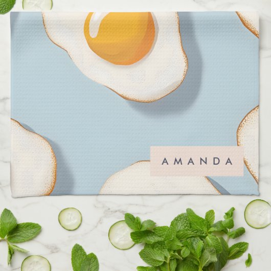 Monogramm Personalisiertes schräges Ei-Muster Geschirrtuch (Gefaltet)