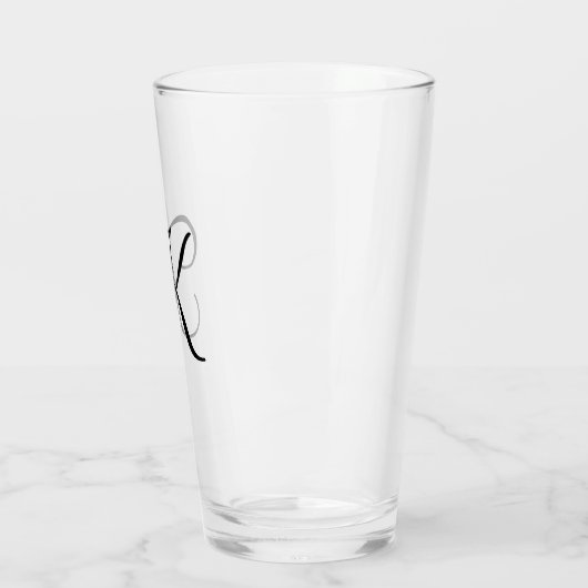 Monogramm Personalisiertes Schwarzes Skript trinke Glas (Links)