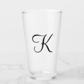 Monogramm Personalisiertes Schwarzes Skript trinke Glas (Vorderseite)