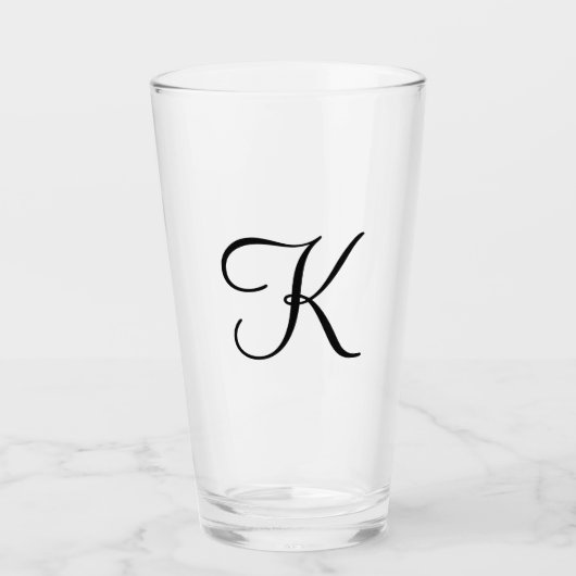 Monogramm Personalisiertes Schwarzes Skript trinke Glas (Vorderseite)