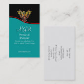 Monogramm, Persönlicher Einkäufer, roter Swoosh Visitenkarte (Vorne/Hinten)