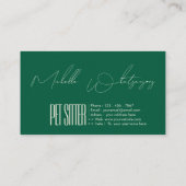 Monogramm PET SITTER moderne Schrift Visitenkarte (Rückseite)