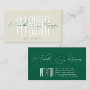 Monogramm PET SITTER moderne Schrift Visitenkarte