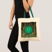 Monogramm-Pfau-Tasche Tragetasche (Vorderseite (Produkt))