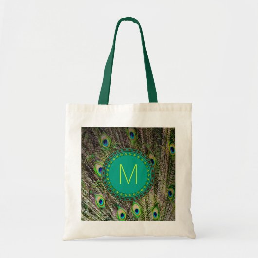 Monogramm-Pfau-Tasche Tragetasche (Vorne)