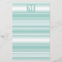 Monogramm Pfefferminzstreifen Briefpapier