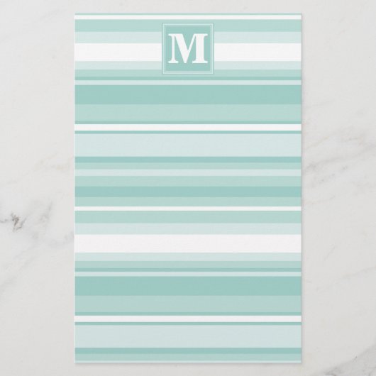 Monogramm Pfefferminzstreifen Briefpapier (Vorderseite)