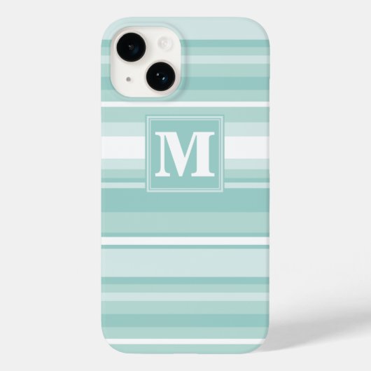 Monogramm Pfefferminzstreifen Case-Mate iPhone Hülle (Rückseite)