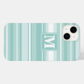 Monogramm Pfefferminzstreifen Case-Mate iPhone Hülle (Rückseite (Horizontal))