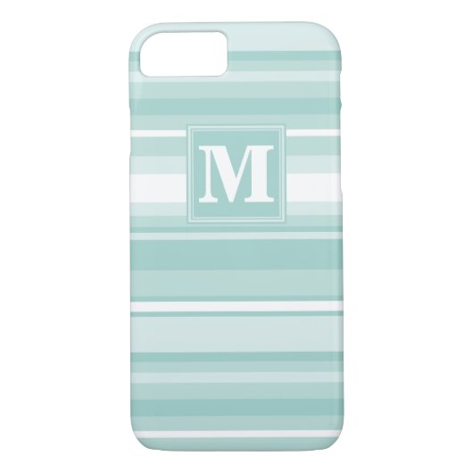 Monogramm Pfefferminzstreifen Case-Mate iPhone Hülle (Rückseite)