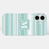 Monogramm Pfefferminzstreifen Case-Mate iPhone Hülle (Rückseite (Horizontal))