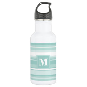 Monogramm Pfefferminzstreifen Edelstahlflasche