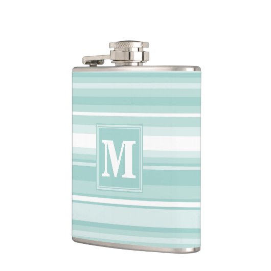 Monogramm Pfefferminzstreifen Flachmann (Links)