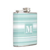 Monogramm Pfefferminzstreifen Flachmann (Rechts)