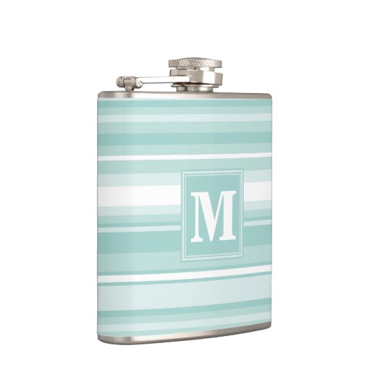 Monogramm Pfefferminzstreifen Flachmann (Rechts)