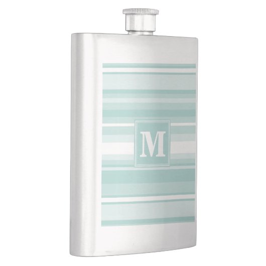 Monogramm Pfefferminzstreifen Flachmann (Rechts)