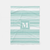 Monogramm Pfefferminzstreifen Fleecedecke (Vorderseite)
