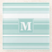 Monogramm Pfefferminzstreifen Glasuntersetzer (Vorderseite)