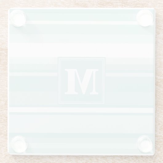 Monogramm Pfefferminzstreifen Glasuntersetzer (Rückseite)
