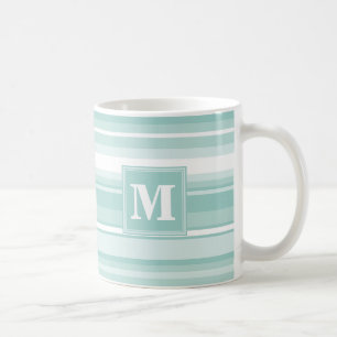 Monogramm Pfefferminzstreifen Kaffeetasse