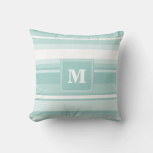 Monogramm Pfefferminzstreifen Kissen