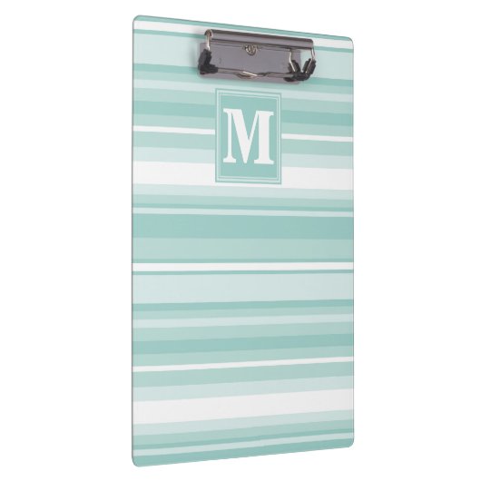 Monogramm Pfefferminzstreifen Klemmbrett (Rechts)