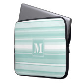 Monogramm Pfefferminzstreifen Laptopschutzhülle (Vorderseite Links)
