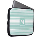 Monogramm Pfefferminzstreifen Laptopschutzhülle (Vorne Rechts)