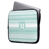 Monogramm Pfefferminzstreifen Laptopschutzhülle (Vorderseite Links)