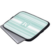 Monogramm Pfefferminzstreifen Laptopschutzhülle (Vorne Knopf)