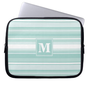 Monogramm Pfefferminzstreifen Laptopschutzhülle