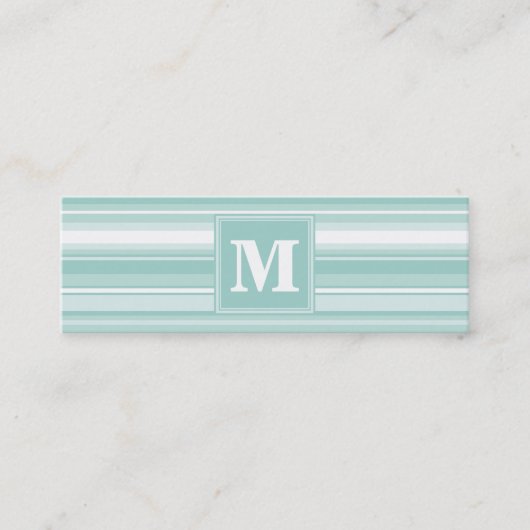 Monogramm Pfefferminzstreifen Mini Visitenkarte (Vorderseite)