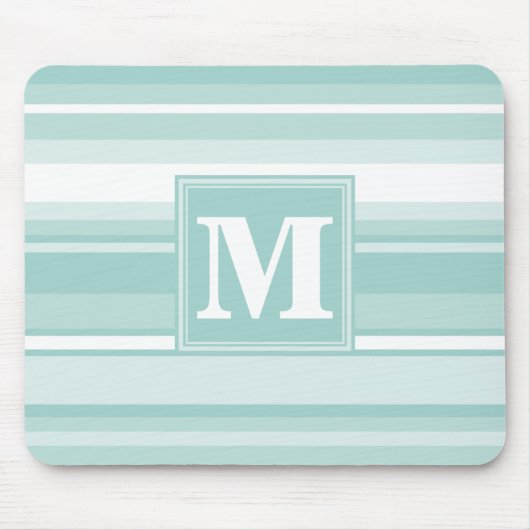 Monogramm Pfefferminzstreifen Mousepad (Vorne)
