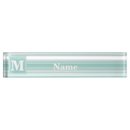 Monogramm Pfefferminzstreifen Namensplakette (Vorderseite)
