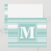 Monogramm Pfefferminzstreifen Postkarte (Vorne/Hinten)