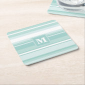 Monogramm Pfefferminzstreifen Rechteckiger Pappuntersetzer (angewinkelt)