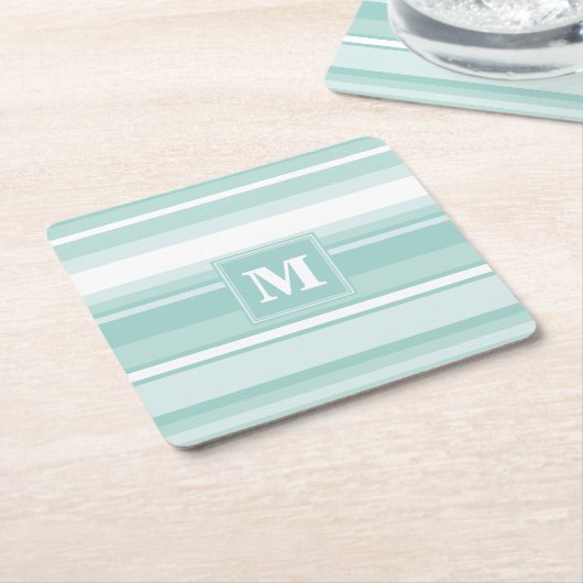 Monogramm Pfefferminzstreifen Rechteckiger Pappuntersetzer (angewinkelt)