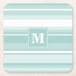 Monogramm Pfefferminzstreifen Rechteckiger Pappuntersetzer