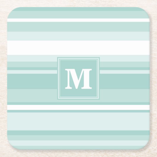Monogramm Pfefferminzstreifen Rechteckiger Pappuntersetzer (Vorderseite)