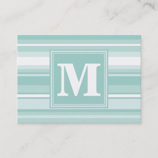 Monogramm Pfefferminzstreifen Visitenkarte (Vorderseite)