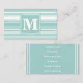 Monogramm Pfefferminzstreifen Visitenkarte (Vorne/Hinten)