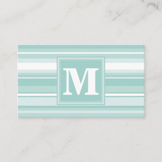 Monogramm Pfefferminzstreifen Visitenkarte (Vorderseite)