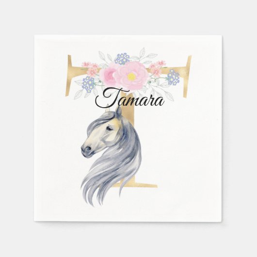 Monogramm Pferd fügen Sie Namen, die gürtelartig s Serviette (Vorderseite)