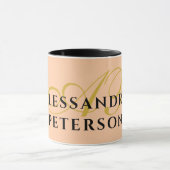Monogramm Pfirsich Gold Schwarz Name Minimalistisc Tasse (Zentrum)